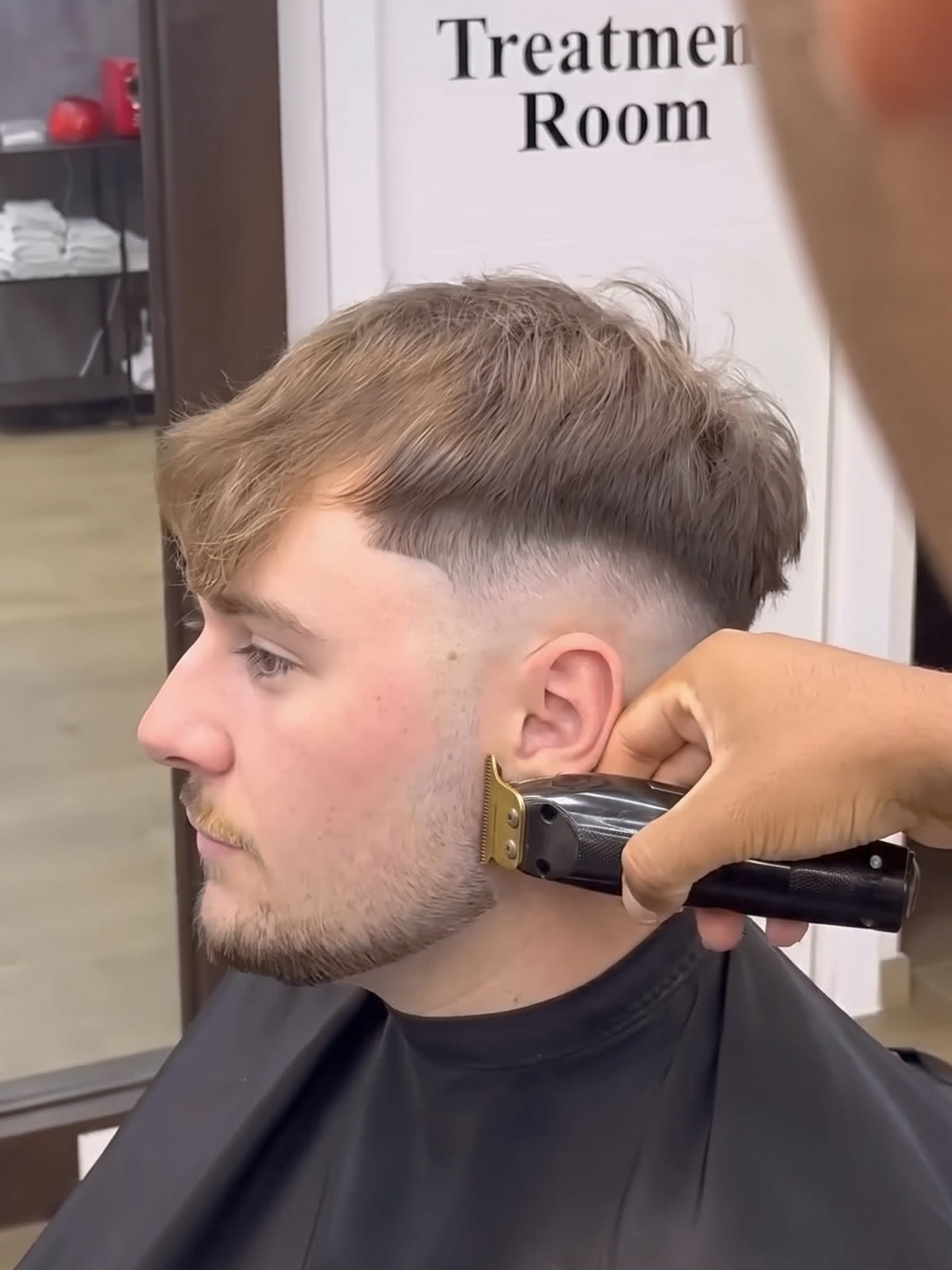 Fade finished and the beard line trimmed in the same sitting at The Cave